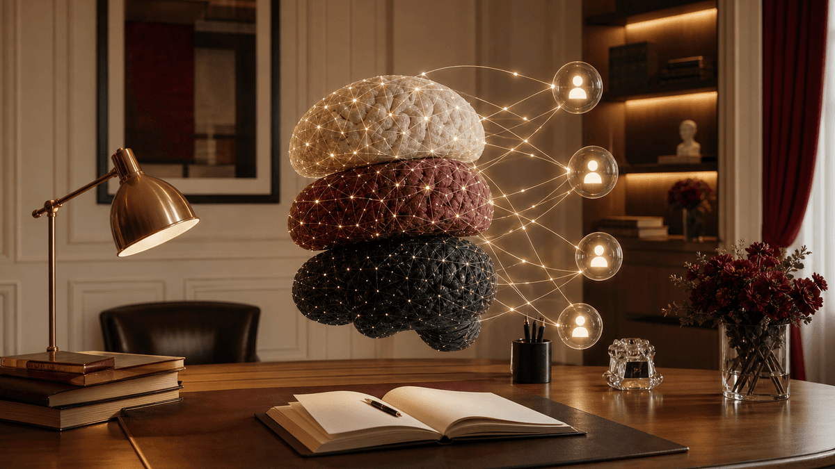 Brain, connections, agents: the three-layer build